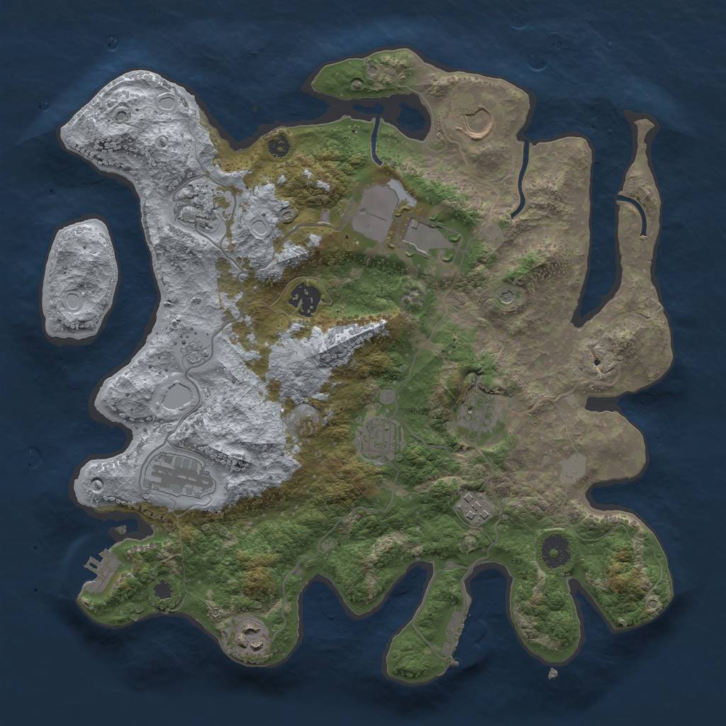 Rust Map: Procedural Map, Size: 3500, Seed: 1130, 16 Monuments