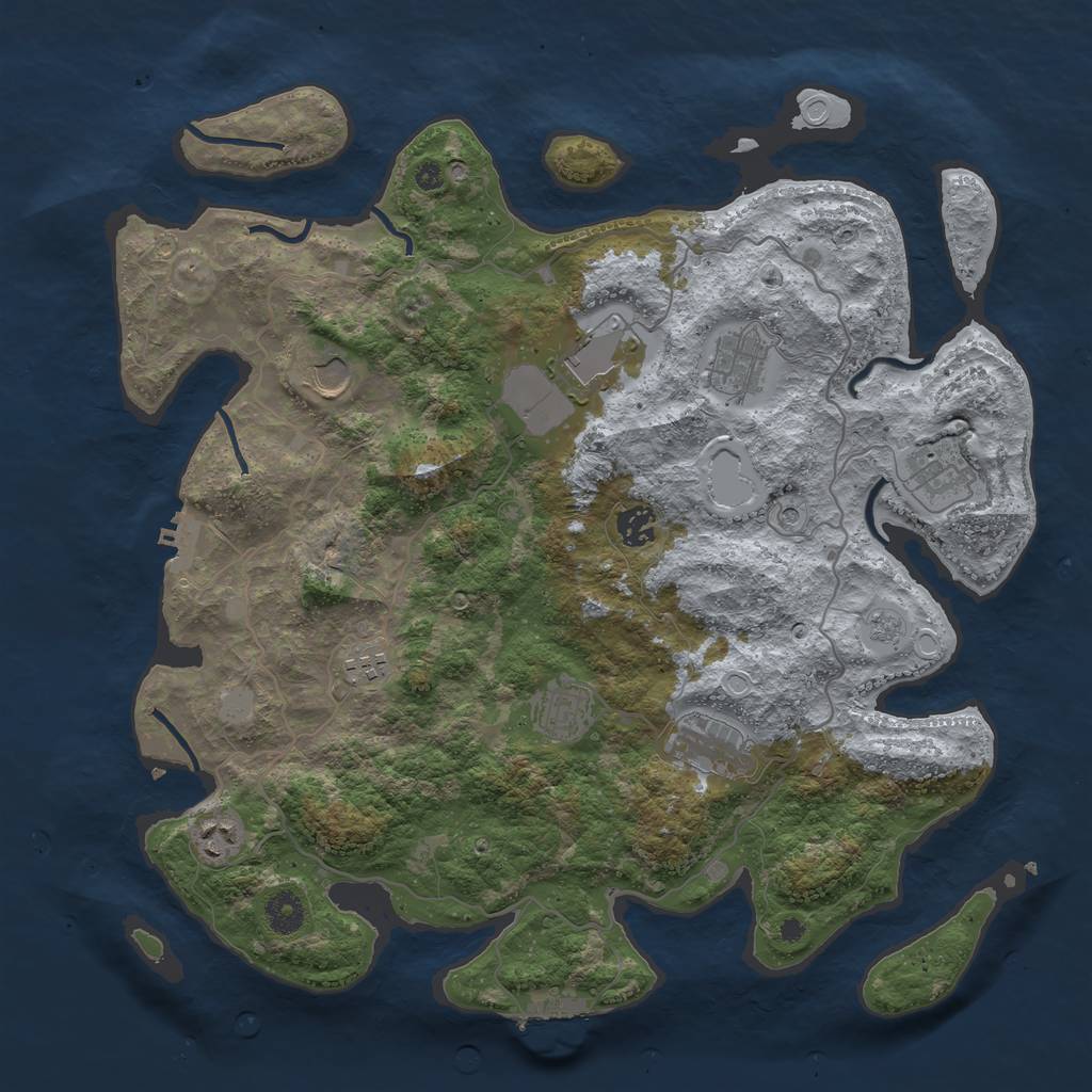 Rust Map: Procedural Map, Size: 4000, Seed: 969950, 16 Monuments