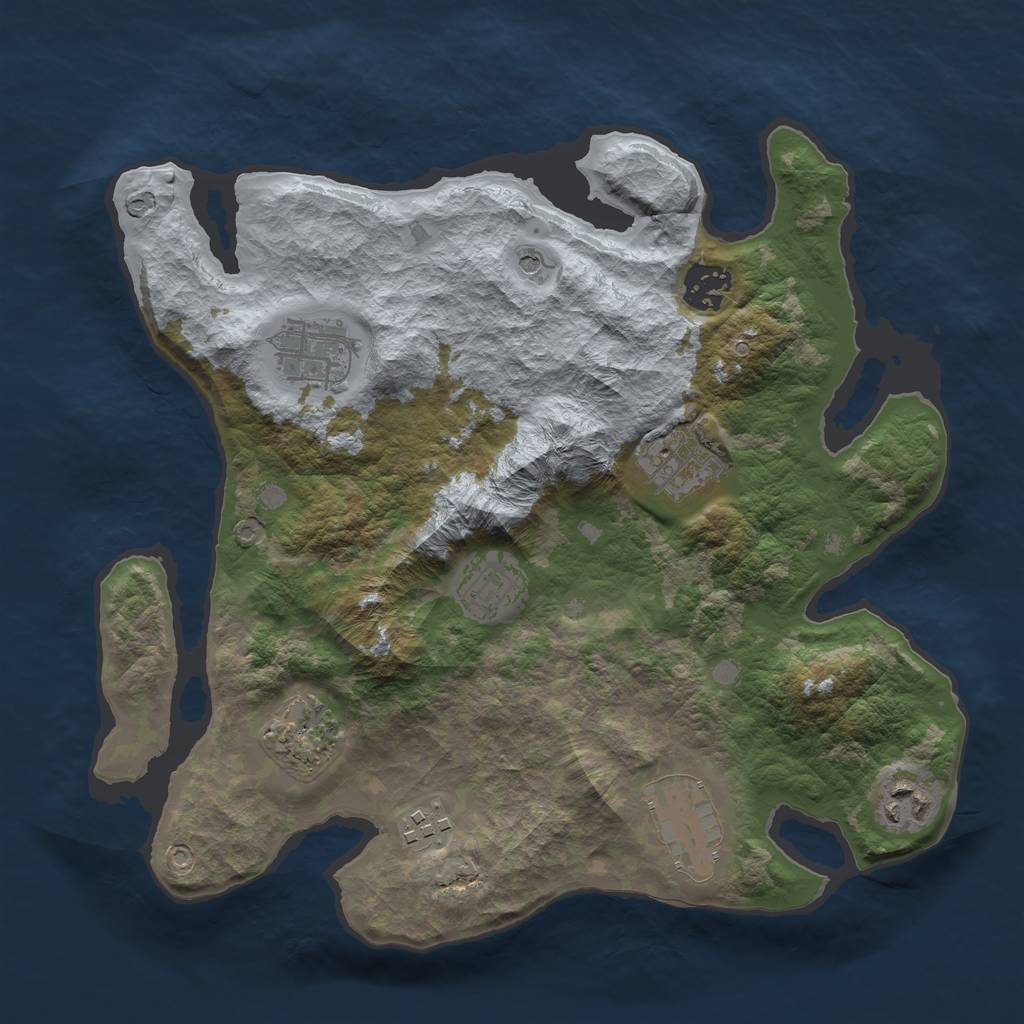 Rust Map: Barren, Size: 3200, Seed: 313131, 11 Monuments