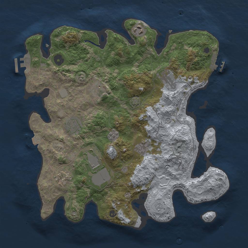 Rust Map: Procedural Map, Size: 3550, Seed: 779595, 16 Monuments
