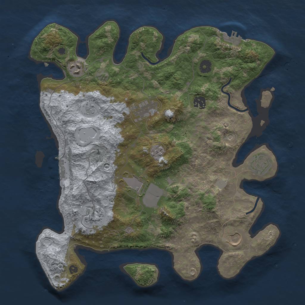 Rust Map: Procedural Map, Size: 3550, Seed: 672263, 15 Monuments
