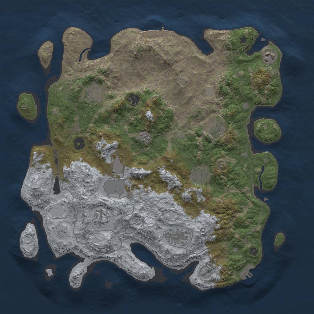 Rust Map: Procedural Map, Size: 4000, Seed: 327809, 16 Monuments