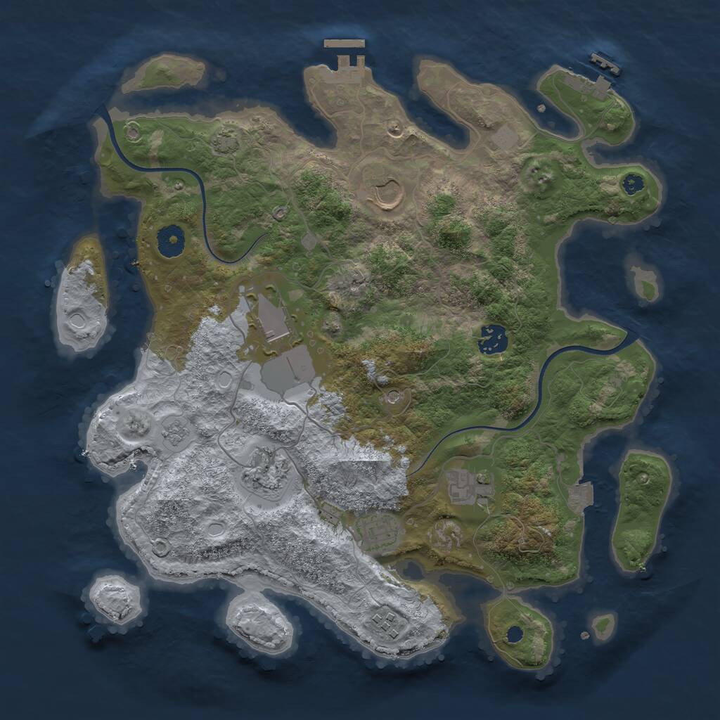 Rust Map: Procedural Map, Size: 3550, Seed: 678815, 13 Monuments