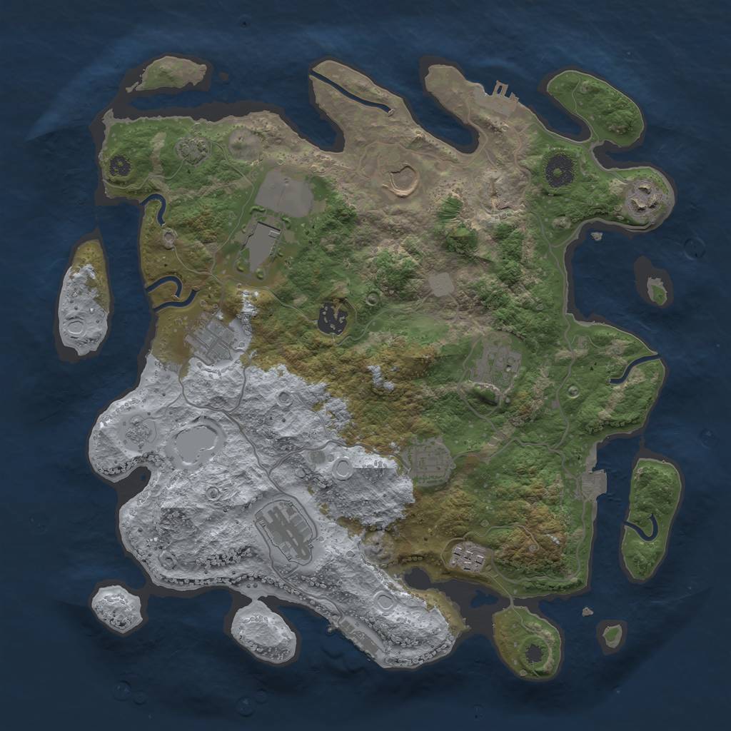 Rust Map: Procedural Map, Size: 3550, Seed: 678815, 16 Monuments