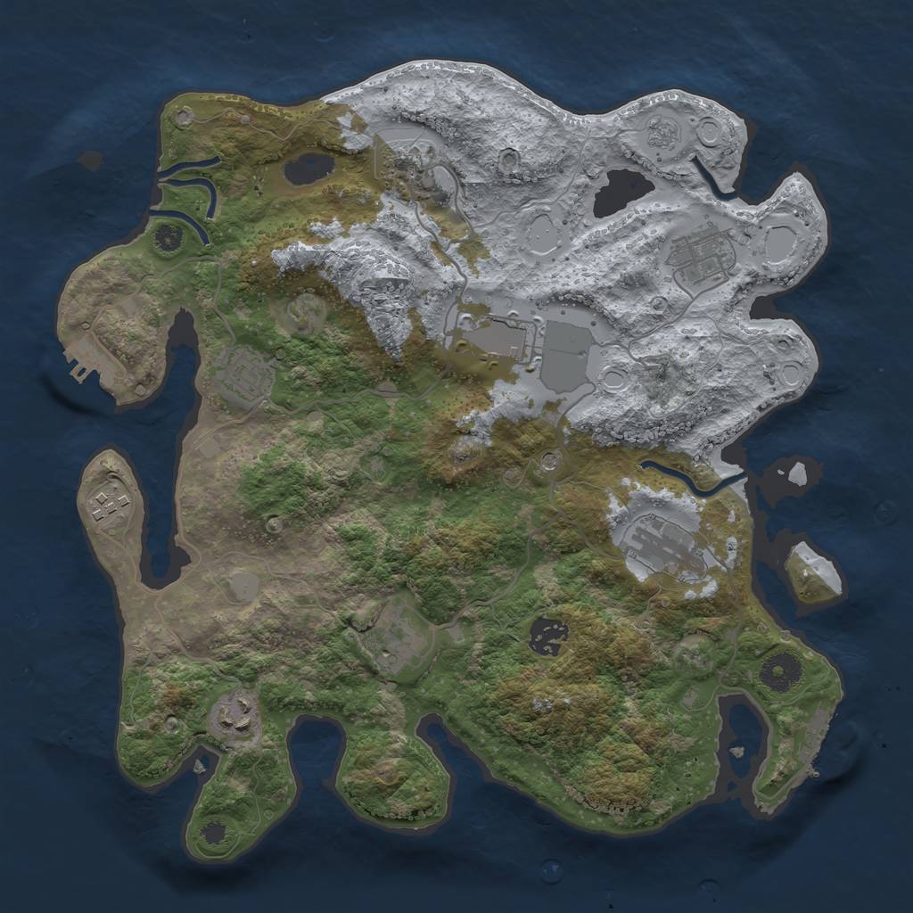 Rust Map: Procedural Map, Size: 3500, Seed: 50935, 16 Monuments