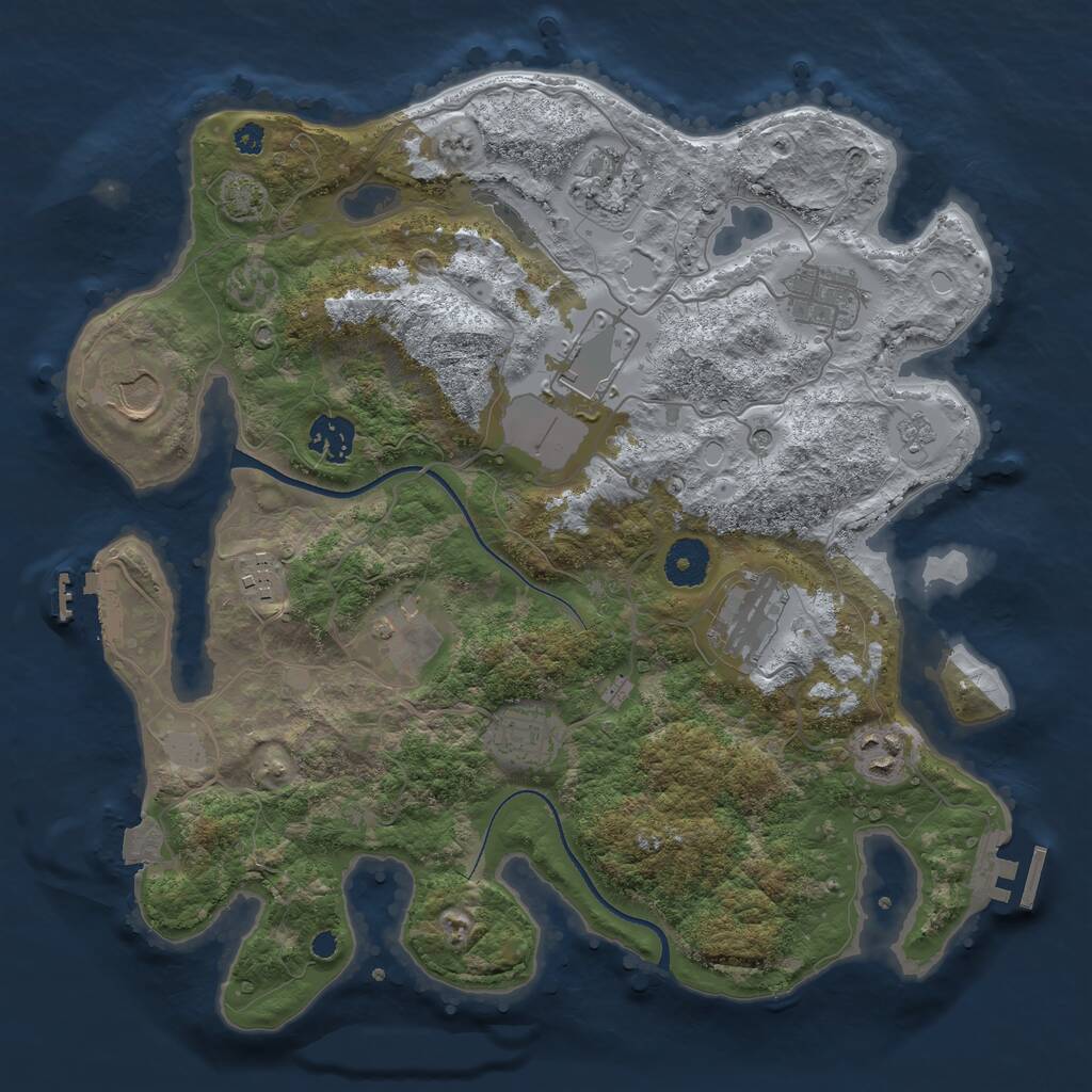 Rust Map: Procedural Map, Size: 3500, Seed: 50935, 16 Monuments