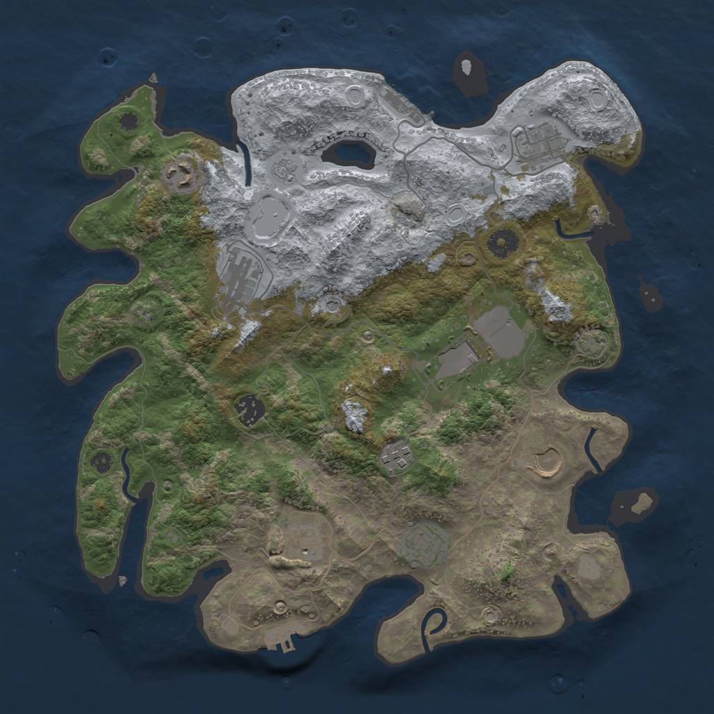 Rust Map: Procedural Map, Size: 3600, Seed: 815, 17 Monuments