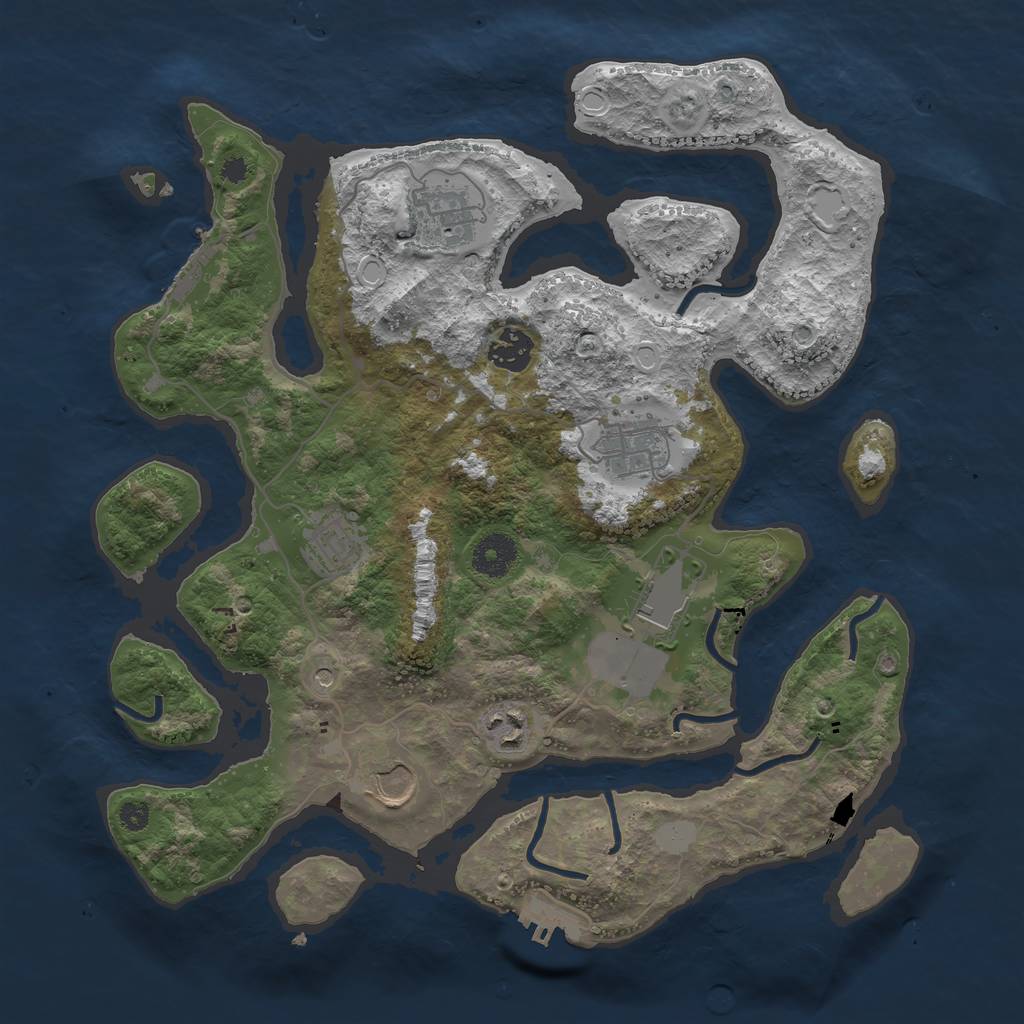 Rust Map: Procedural Map, Size: 3554, Seed: 13825, 15 Monuments