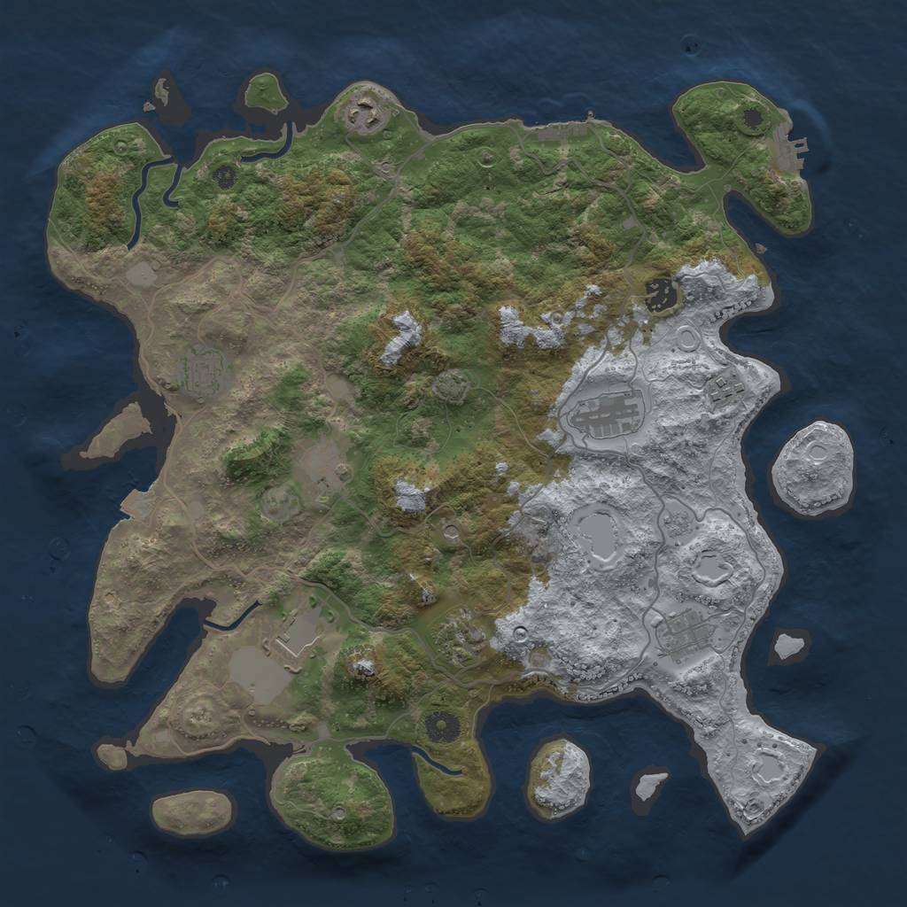 Rust Map: Procedural Map, Size: 4000, Seed: 890073, 17 Monuments