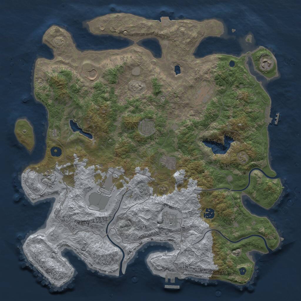 Rust Map: Procedural Map, Size: 4150, Seed: 2147483647, 16 Monuments