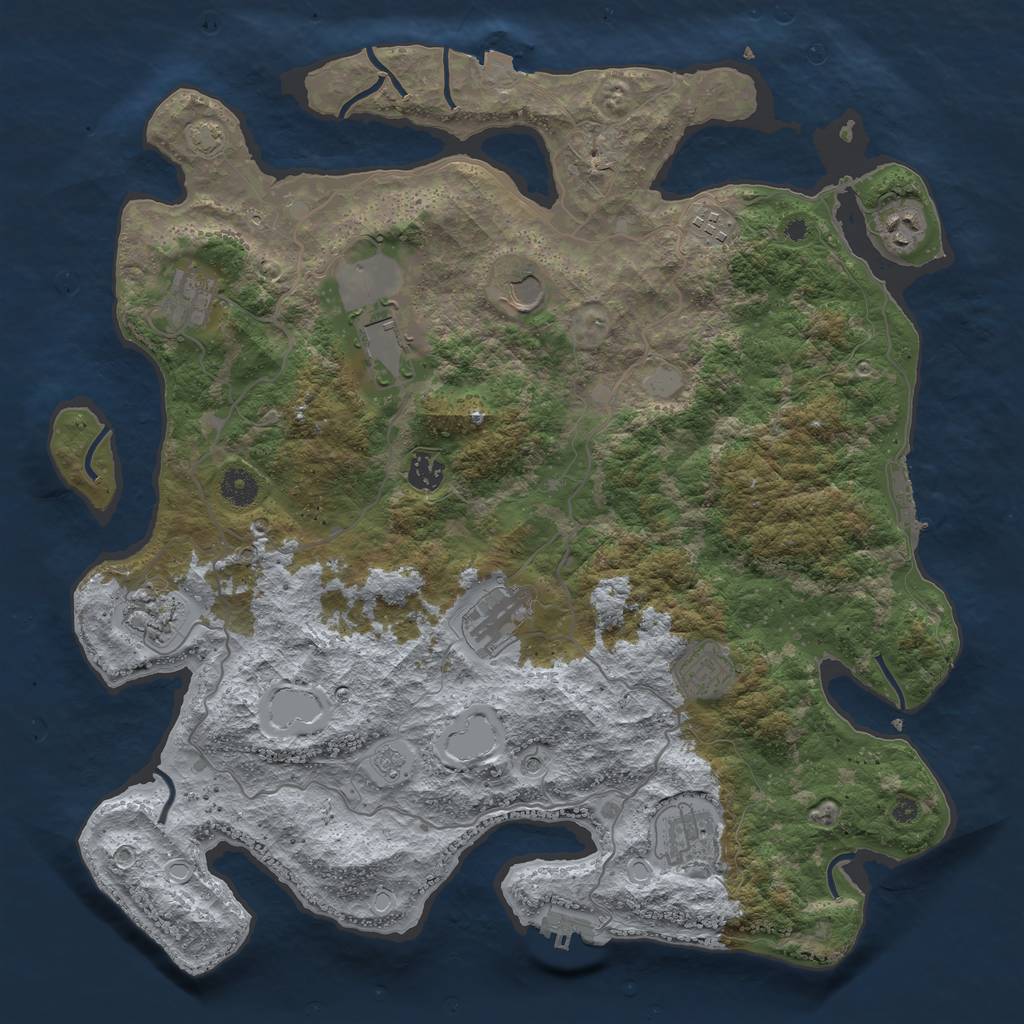 Rust Map: Procedural Map, Size: 4150, Seed: 2147483647, 18 Monuments