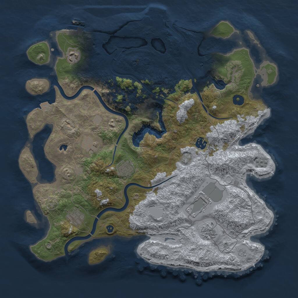 Rust Map: Procedural Map, Size: 4000, Seed: 1427615523, 14 Monuments