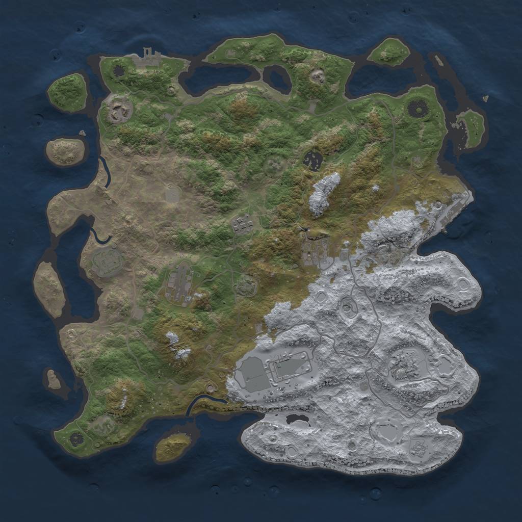 Rust Map: Procedural Map, Size: 4000, Seed: 1427615523, 16 Monuments