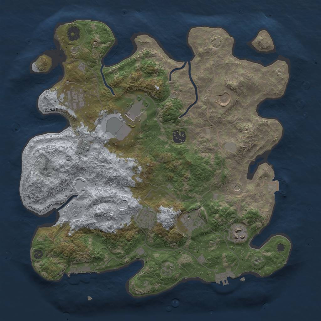 Rust Map: Procedural Map, Size: 3500, Seed: 1859961239, 16 Monuments