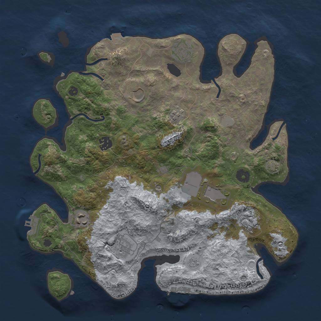 Rust Map: Procedural Map, Size: 3550, Seed: 66226, 16 Monuments