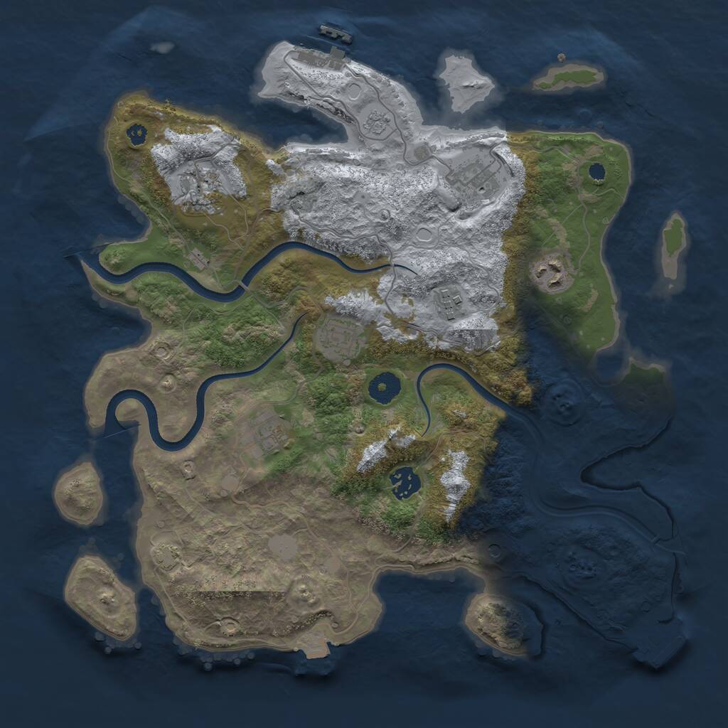 Rust Map: Procedural Map, Size: 3550, Seed: 870861, 13 Monuments