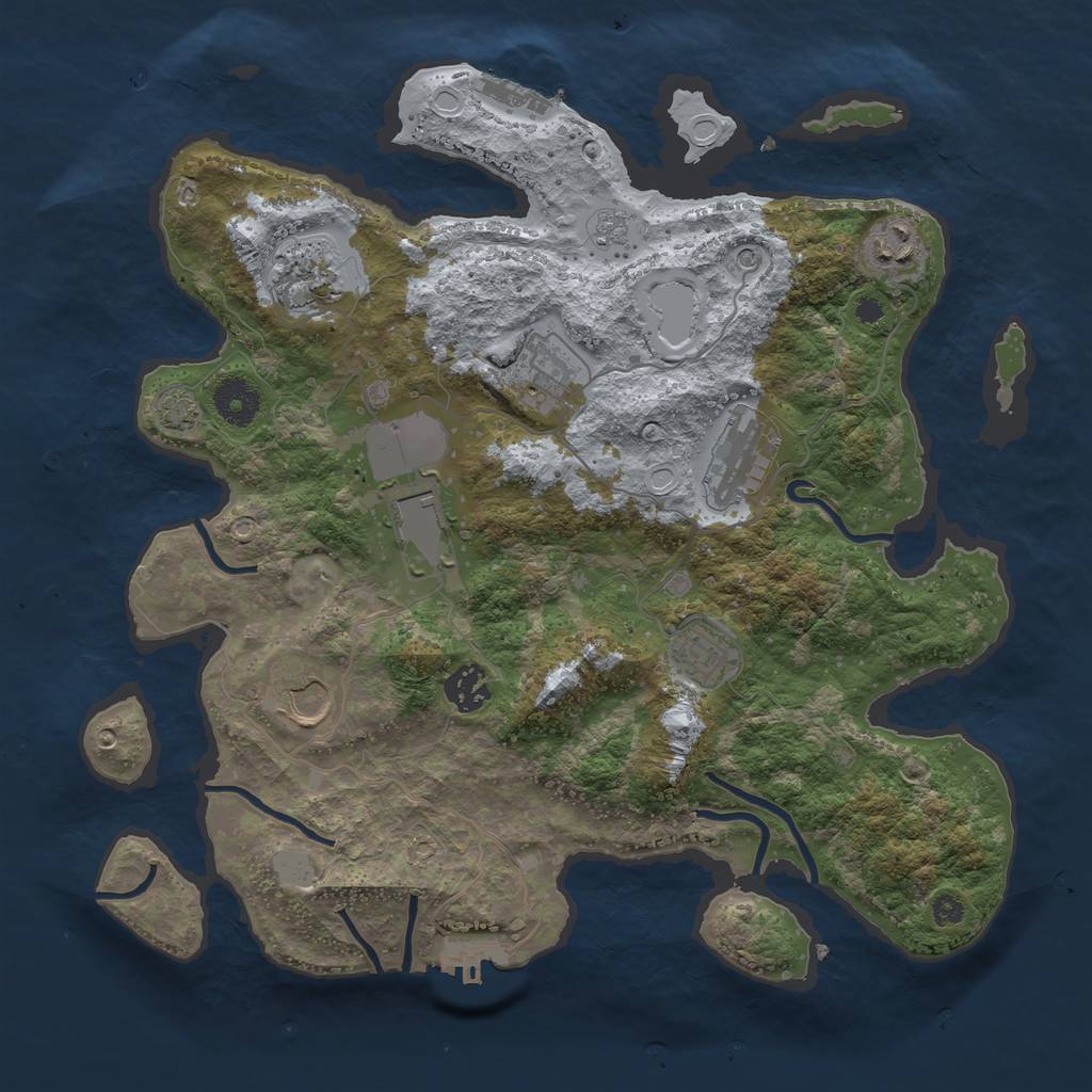 Rust Map: Procedural Map, Size: 3550, Seed: 870861, 16 Monuments