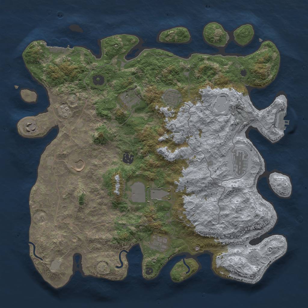Rust Map: Procedural Map, Size: 4000, Seed: 1376, 17 Monuments