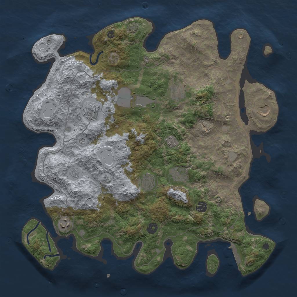 Rust Map: Procedural Map, Size: 4000, Seed: 174337, 16 Monuments