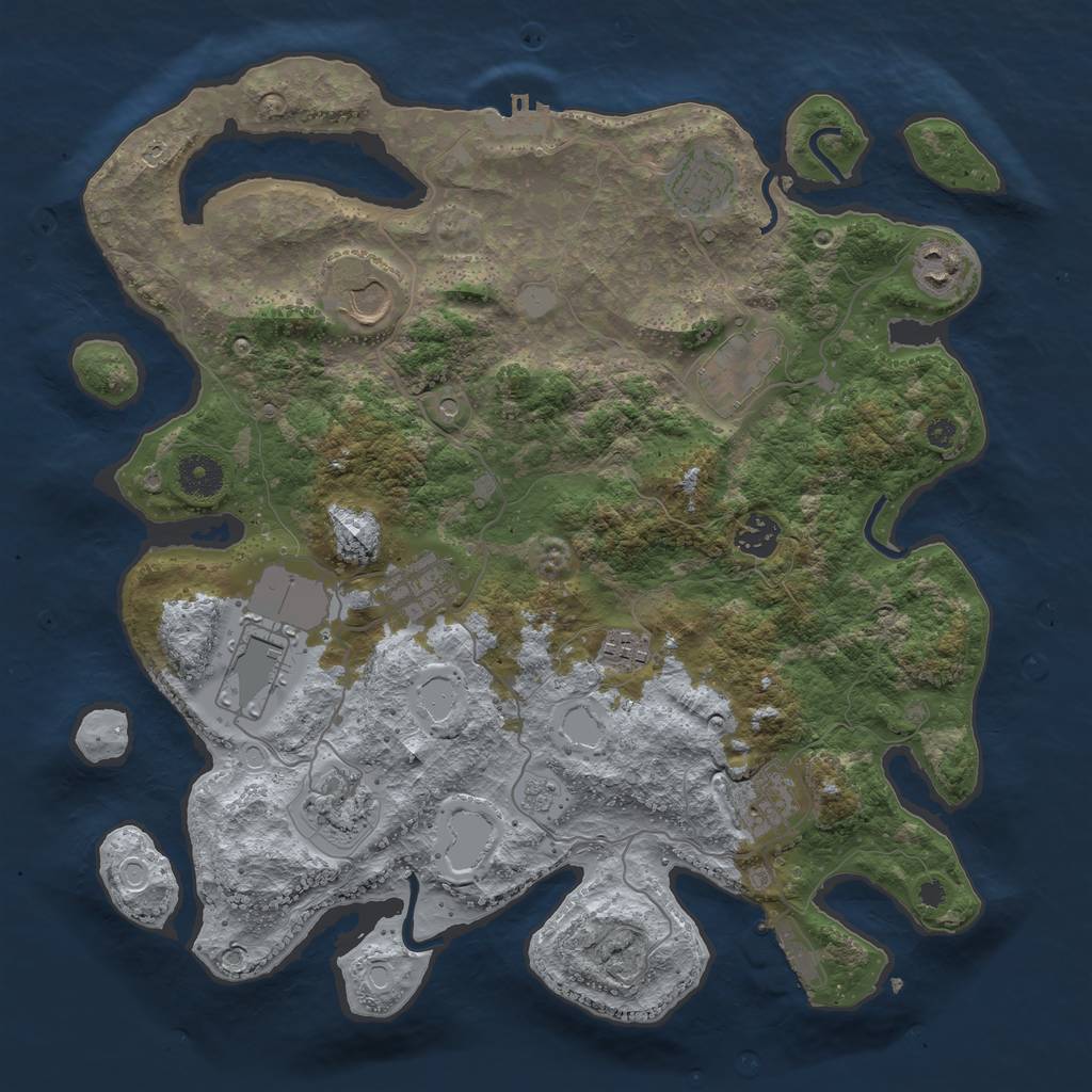 Rust Map: Procedural Map, Size: 3750, Seed: 191666377, 17 Monuments