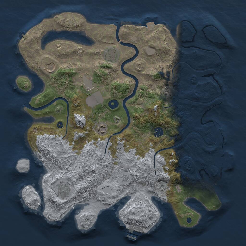 Rust Map: Procedural Map, Size: 3750, Seed: 191666377, 13 Monuments