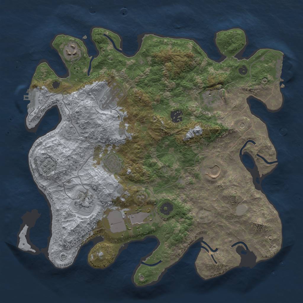 Rust Map: Procedural Map, Size: 3550, Seed: 560326, 16 Monuments