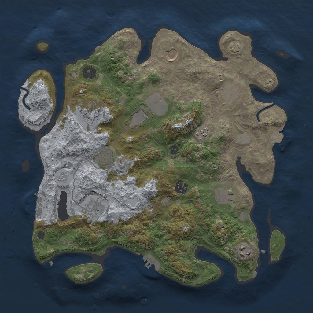 Rust Map: Procedural Map, Size: 3550, Seed: 568883, 18 Monuments