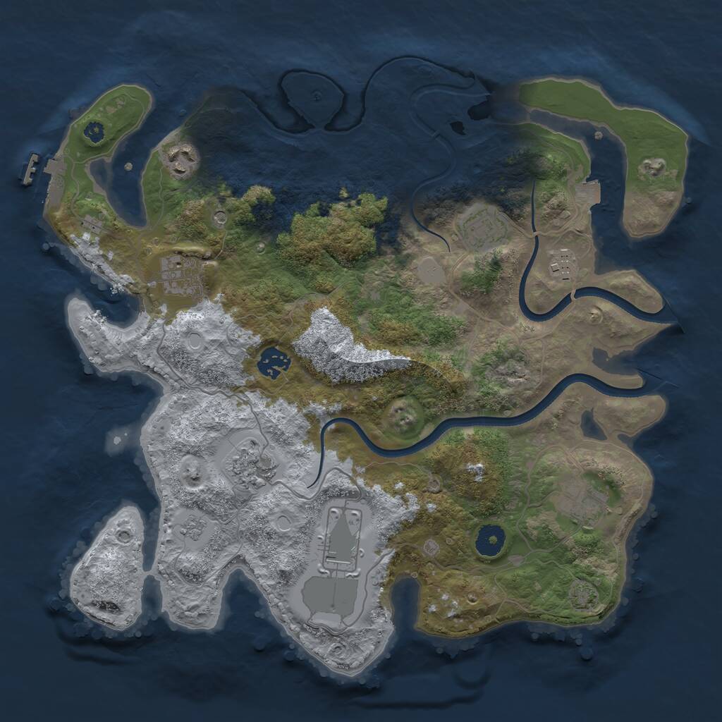 Rust Map: Procedural Map, Size: 3550, Seed: 446721, 13 Monuments
