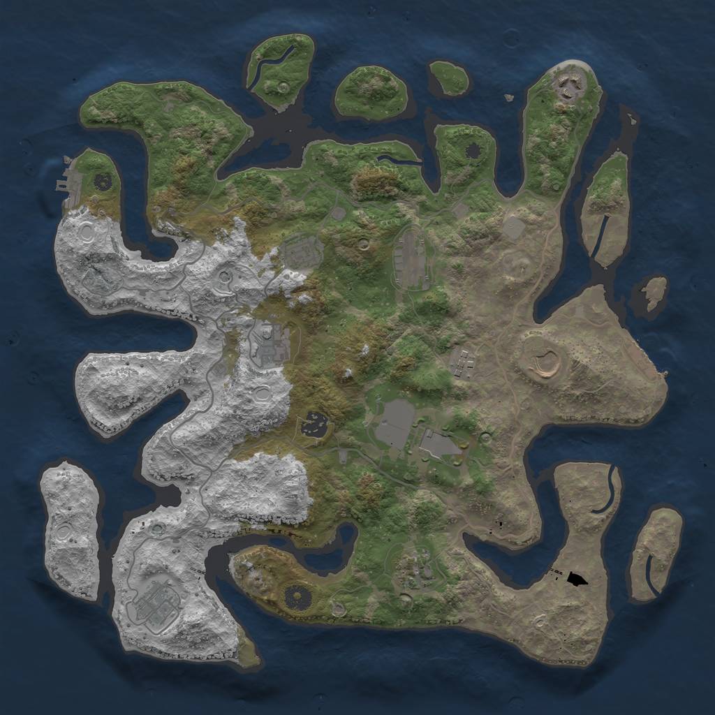 Rust Map: Procedural Map, Size: 4000, Seed: 524150, 18 Monuments