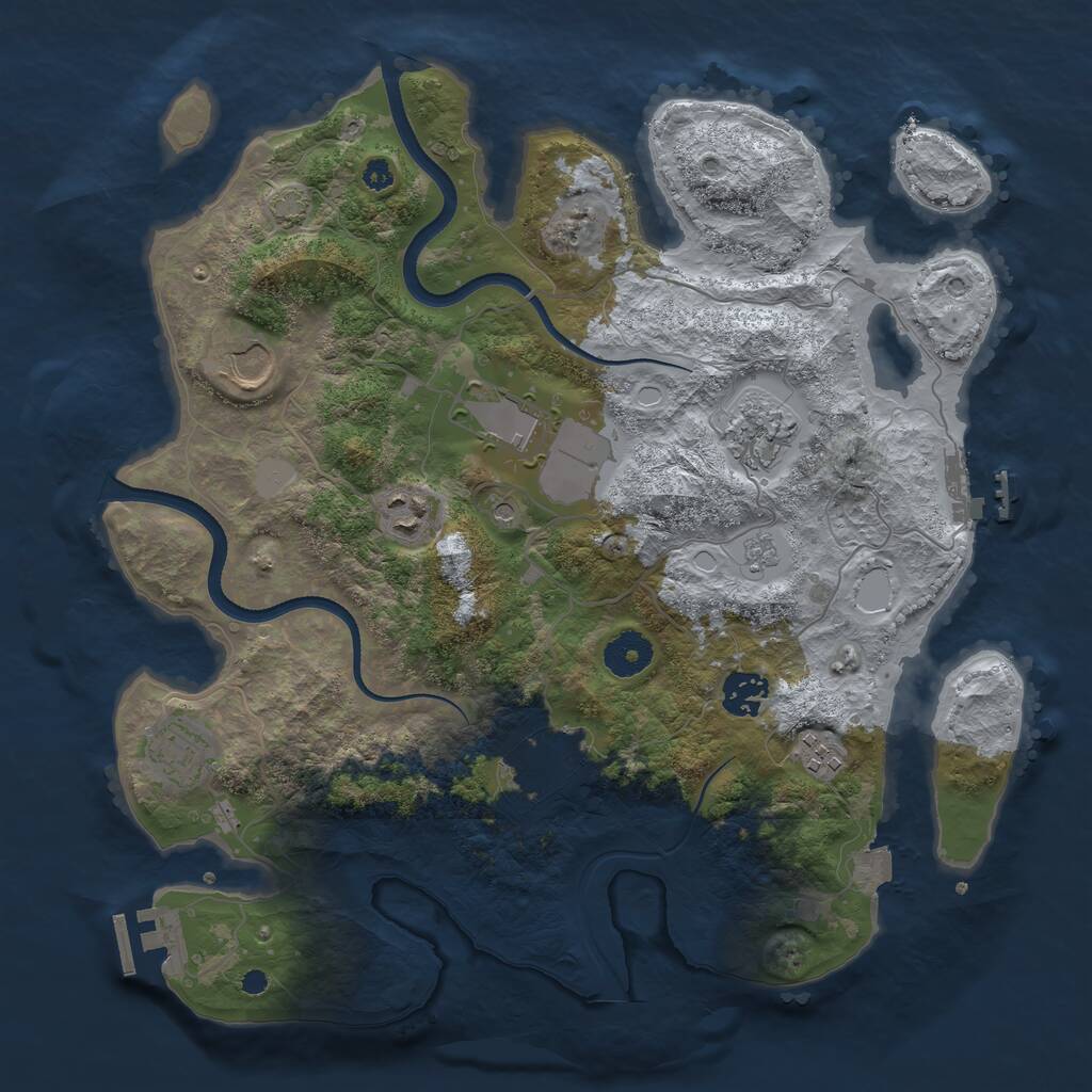 Rust Map: Procedural Map, Size: 3550, Seed: 549060, 14 Monuments