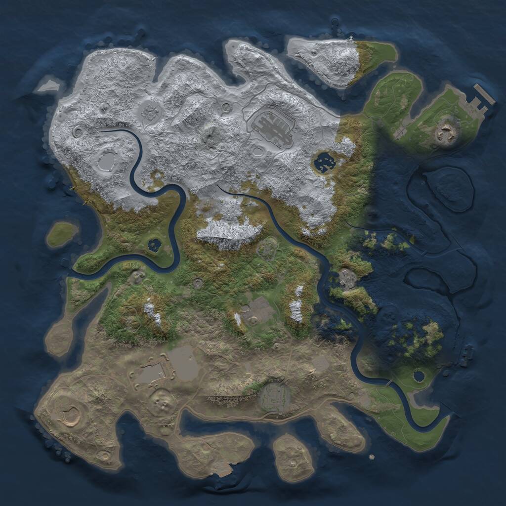 Rust Map: Procedural Map, Size: 3850, Seed: 315854871, 14 Monuments