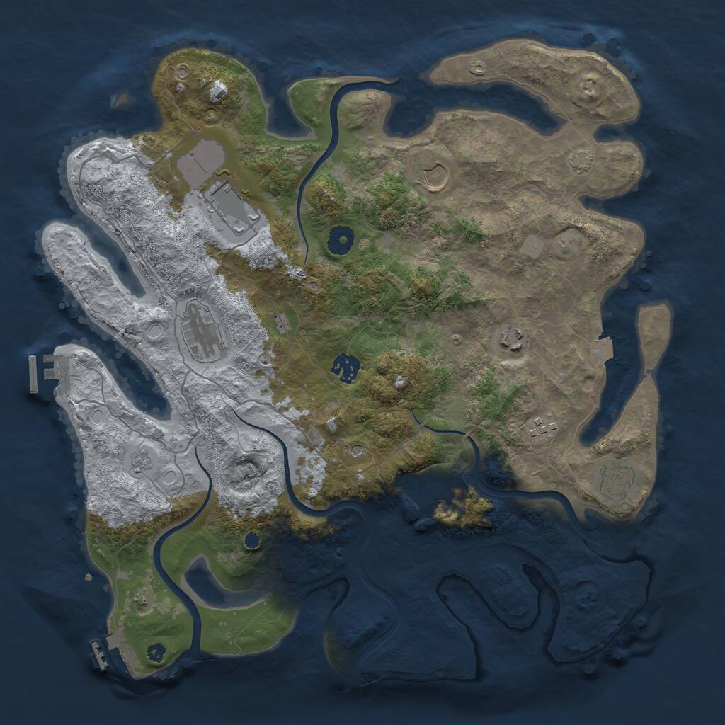 Rust Map: Procedural Map, Size: 3875, Seed: 983283175, 14 Monuments