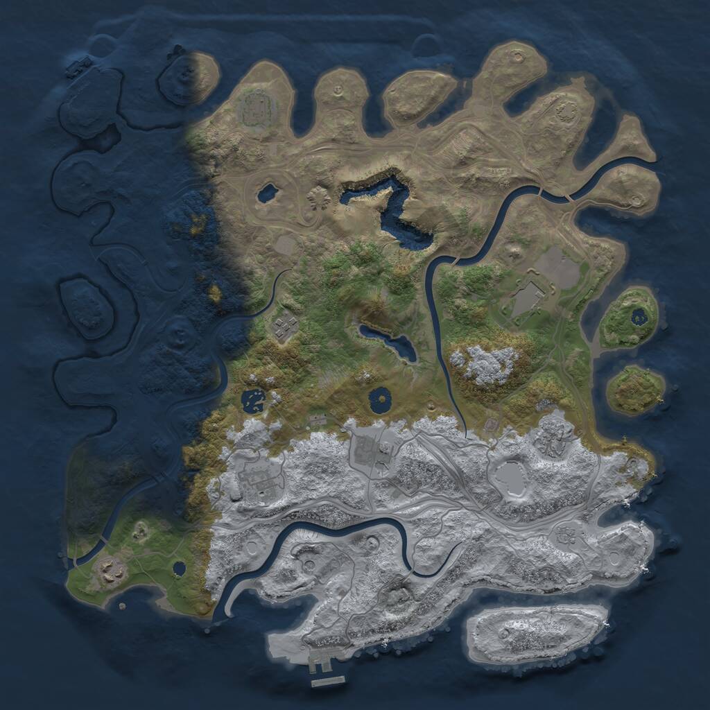Rust Map: Procedural Map, Size: 4250, Seed: 1332758066, 14 Monuments