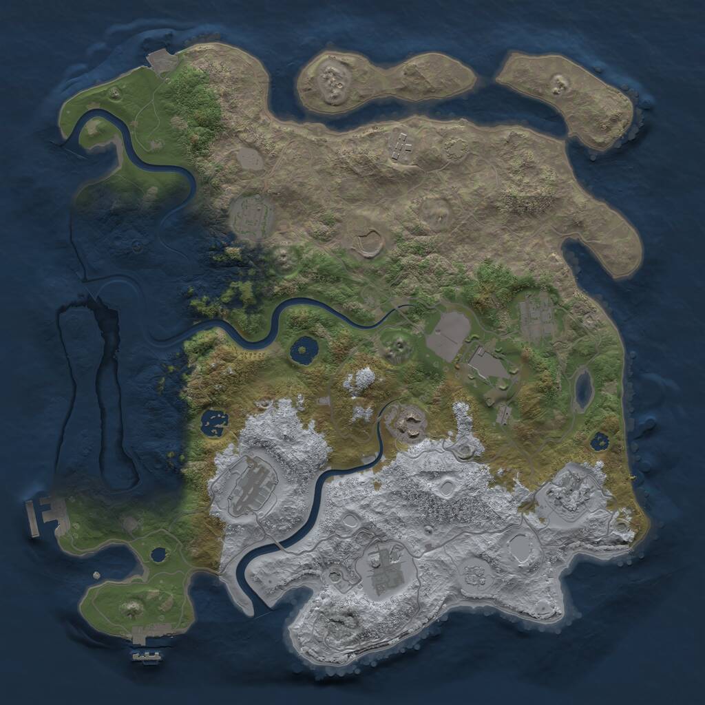 Rust Map: Procedural Map, Size: 3850, Seed: 158770626, 16 Monuments