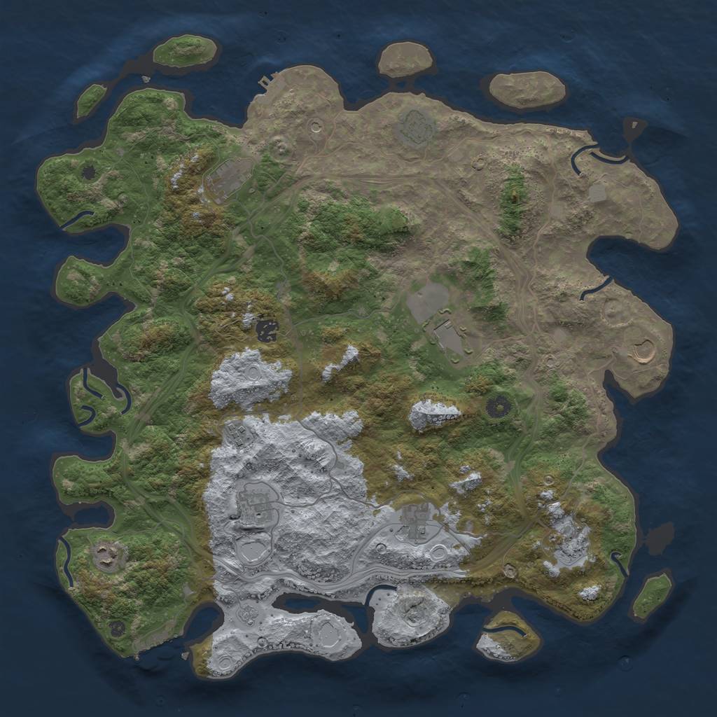 Rust Map: Procedural Map, Size: 4500, Seed: 11349289, 17 Monuments