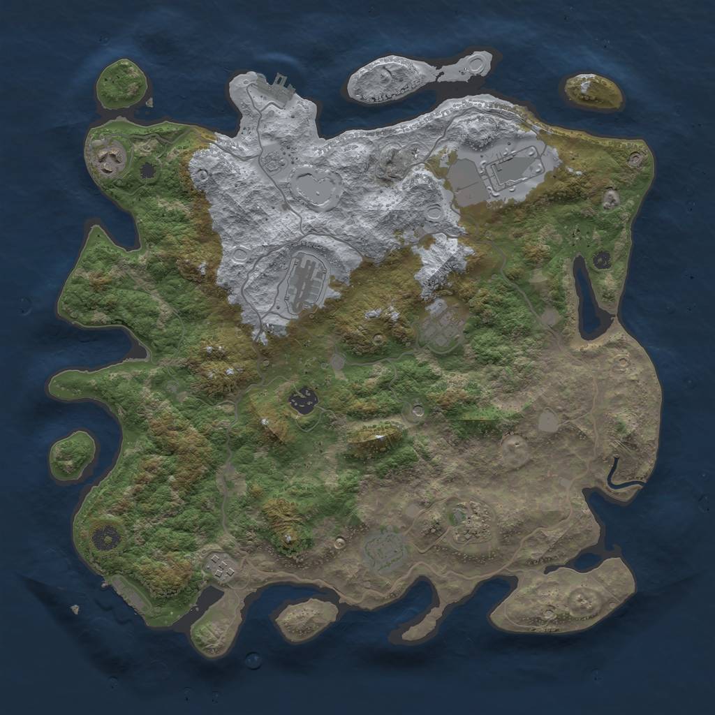 Rust Map: Procedural Map, Size: 4000, Seed: 303, 17 Monuments