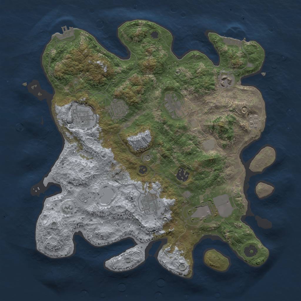 Rust Map: Procedural Map, Size: 3550, Seed: 709406, 15 Monuments