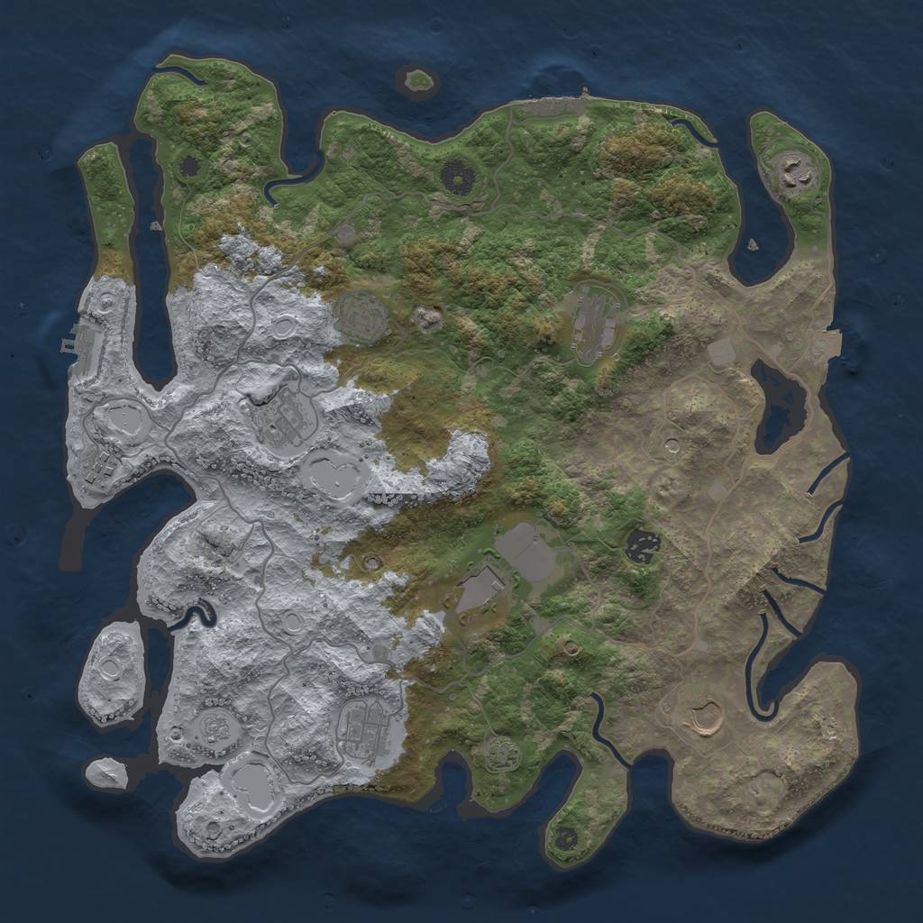 Rust Map: Procedural Map, Size: 4000, Seed: 4753312, 17 Monuments