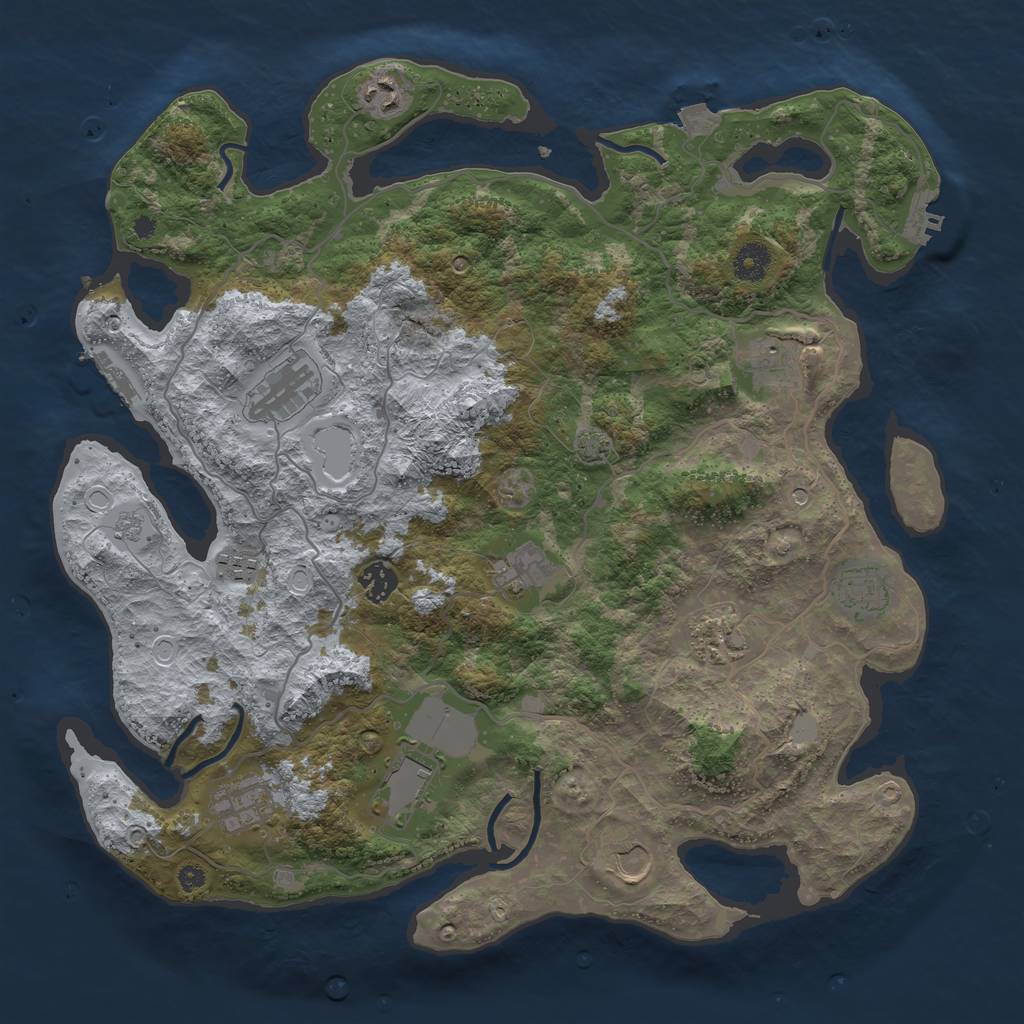 Rust Map: Procedural Map, Size: 4000, Seed: 56625, 19 Monuments