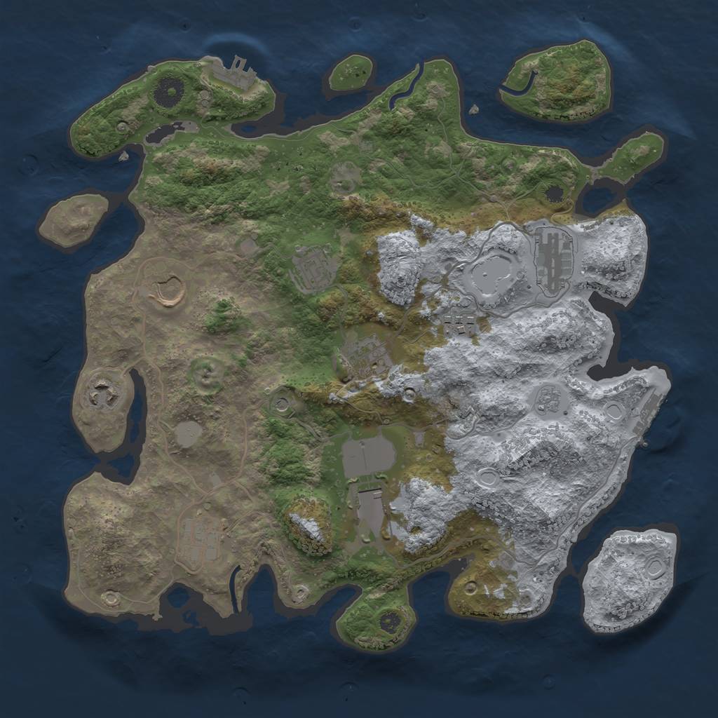 Rust Map: Procedural Map, Size: 3550, Seed: 874594, 15 Monuments