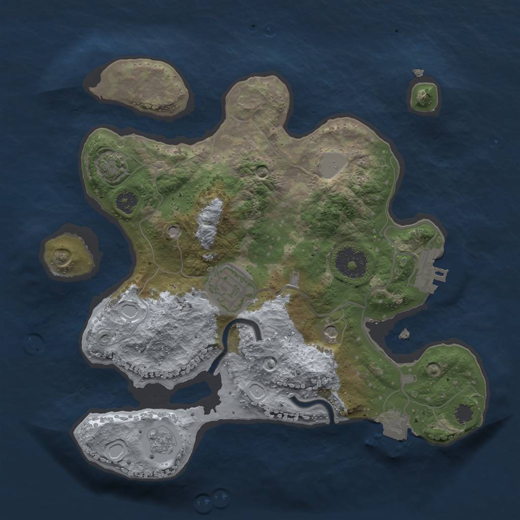 Rust Map: Procedural Map, Size: 2500, Seed: 954008555, 8 Monuments