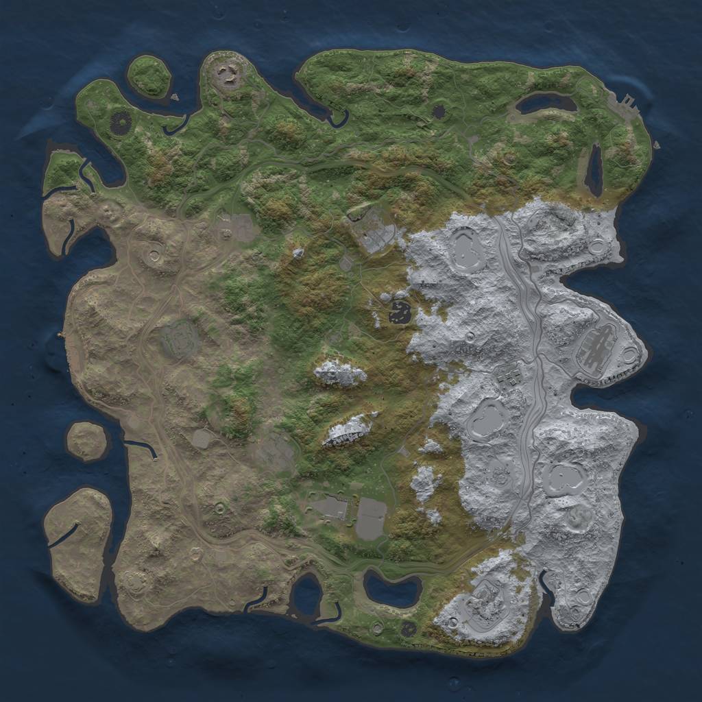 Rust Map: Procedural Map, Size: 4500, Seed: 6816, 17 Monuments