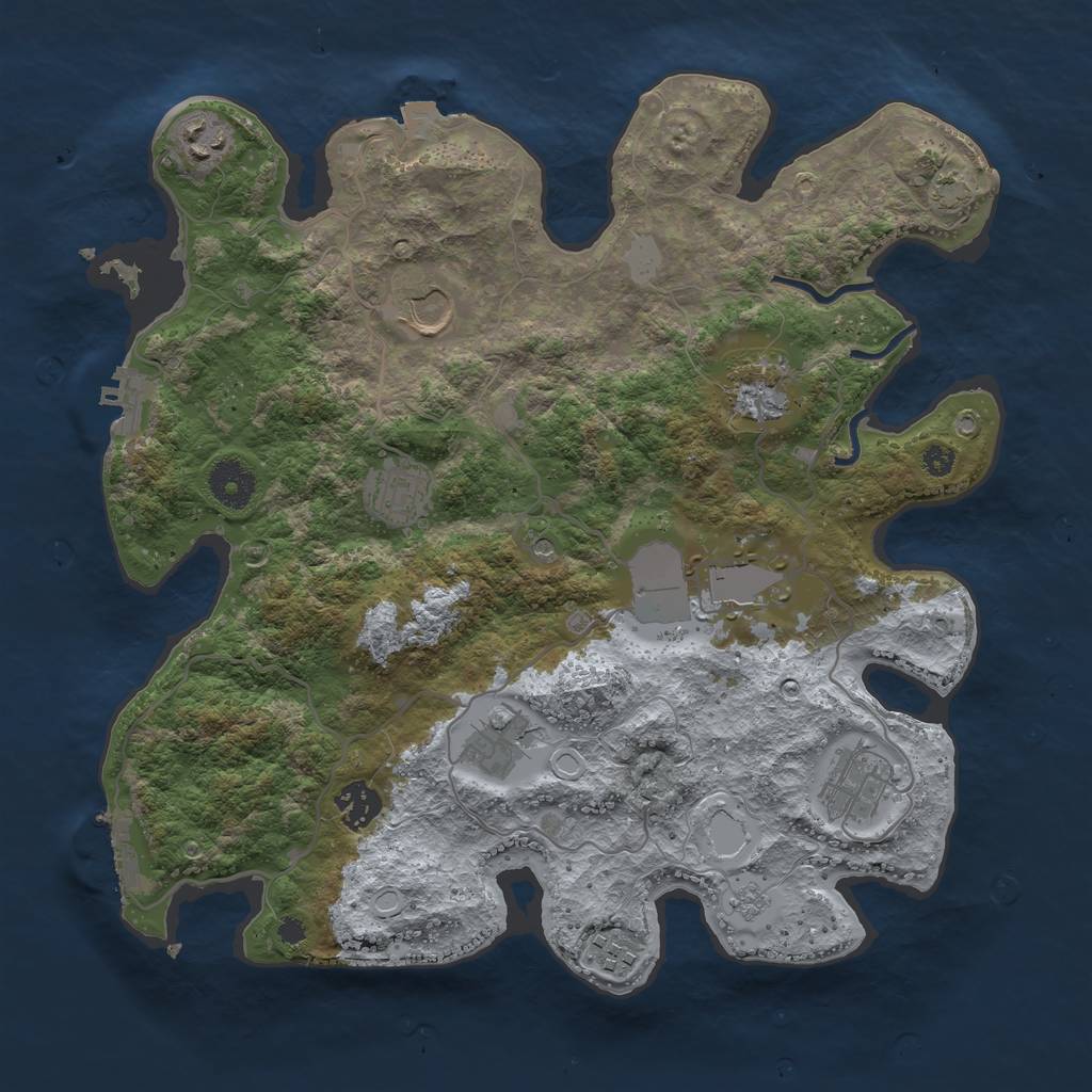 Rust Map: Procedural Map, Size: 3550, Seed: 585018, 17 Monuments