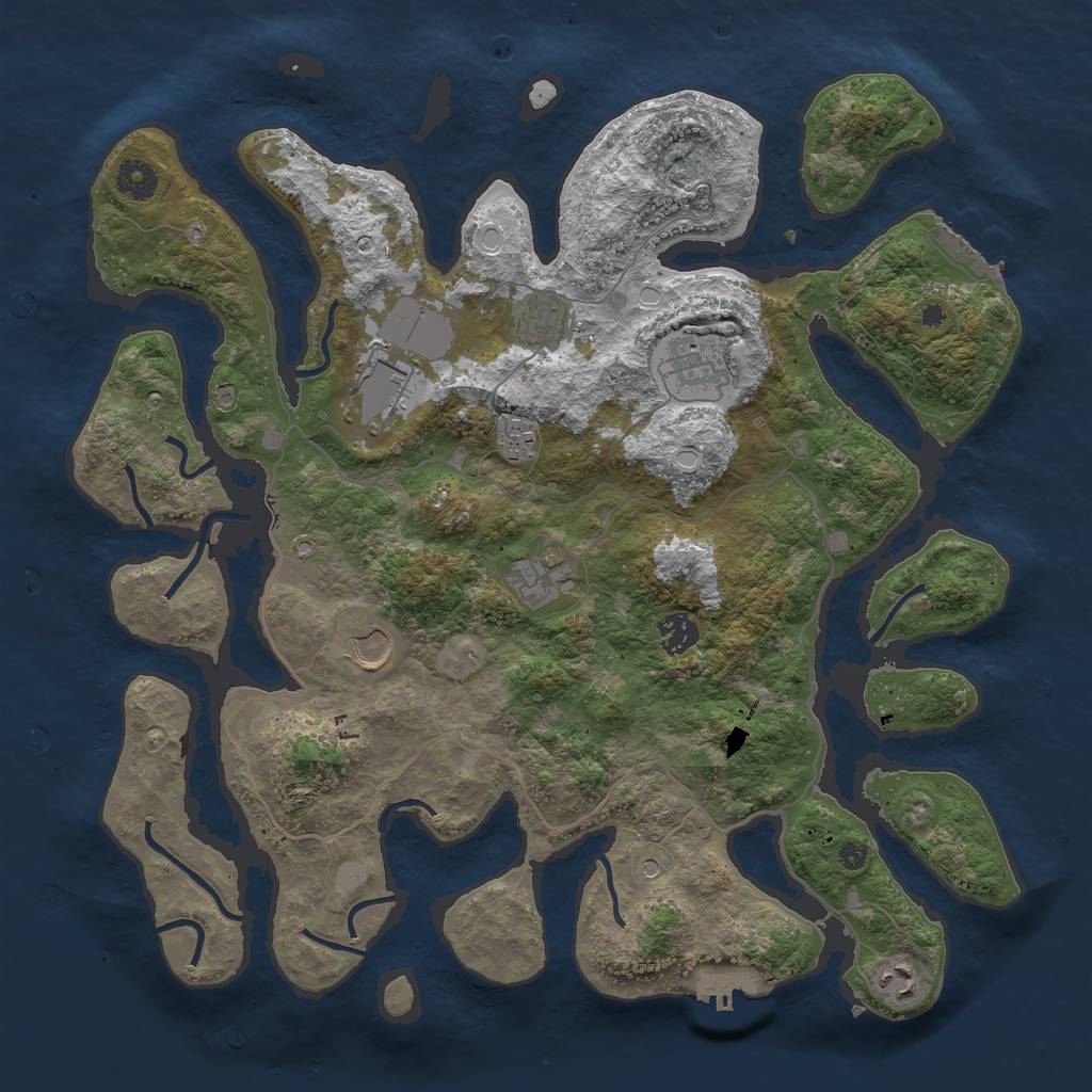 Rust Map: Procedural Map, Size: 4000, Seed: 693725473, 16 Monuments