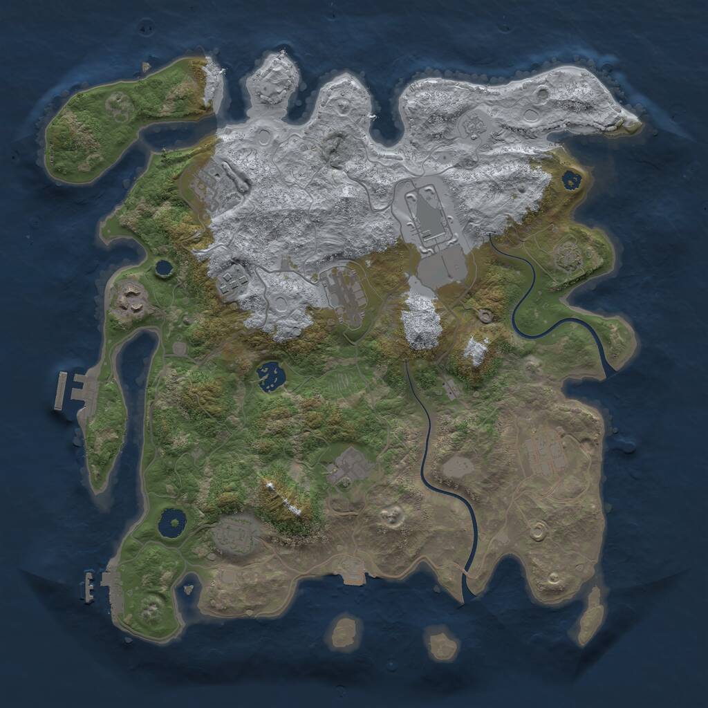 Rust Map: Procedural Map, Size: 3700, Seed: 1348414943, 14 Monuments