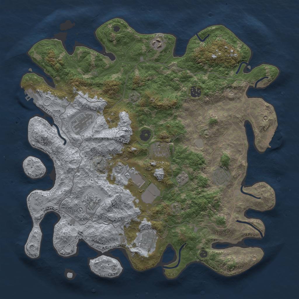 Rust Map: Procedural Map, Size: 4000, Seed: 873779, 17 Monuments