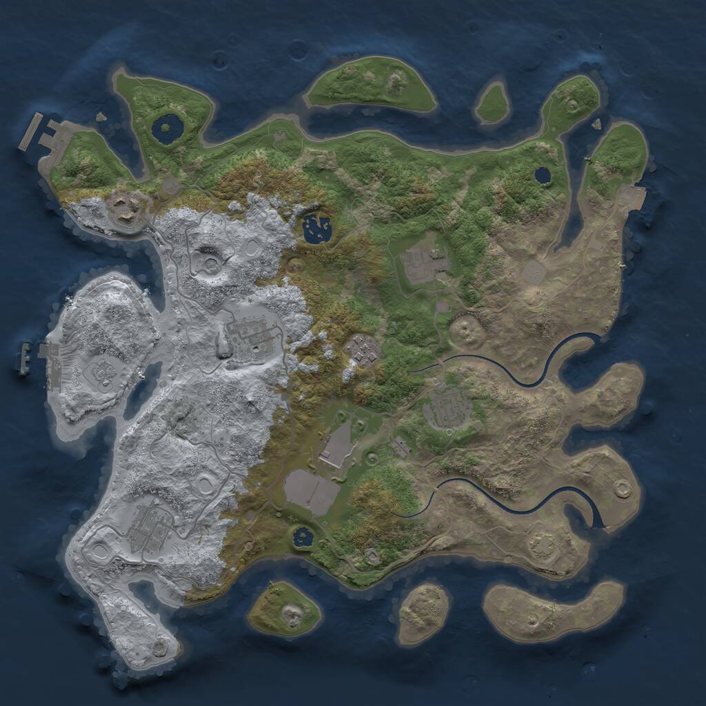 Rust Map: Procedural Map, Size: 3500, Seed: 1678963934, 14 Monuments