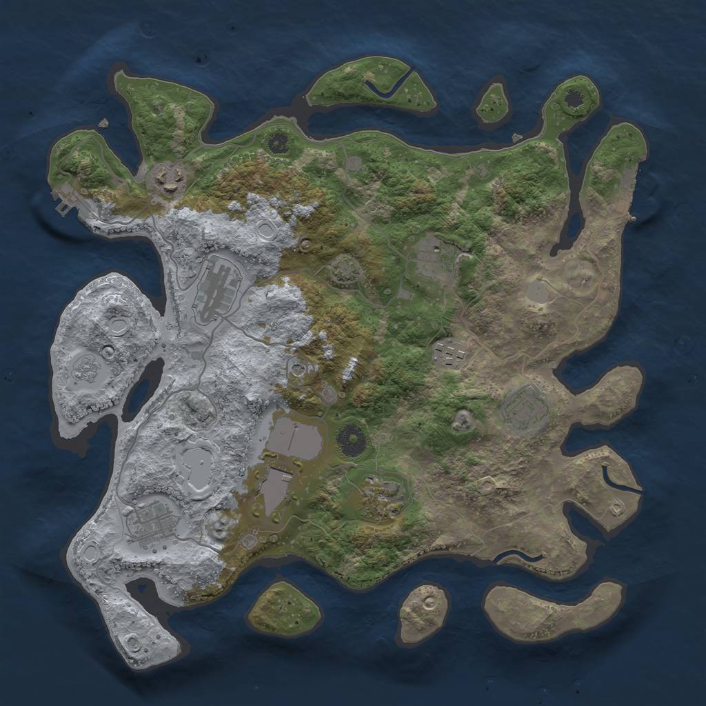 Rust Map: Procedural Map, Size: 3500, Seed: 1678963934, 16 Monuments