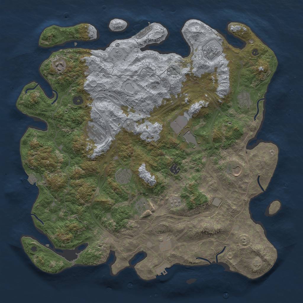 Rust Map: Procedural Map, Size: 4500, Seed: 2063080152, 19 Monuments