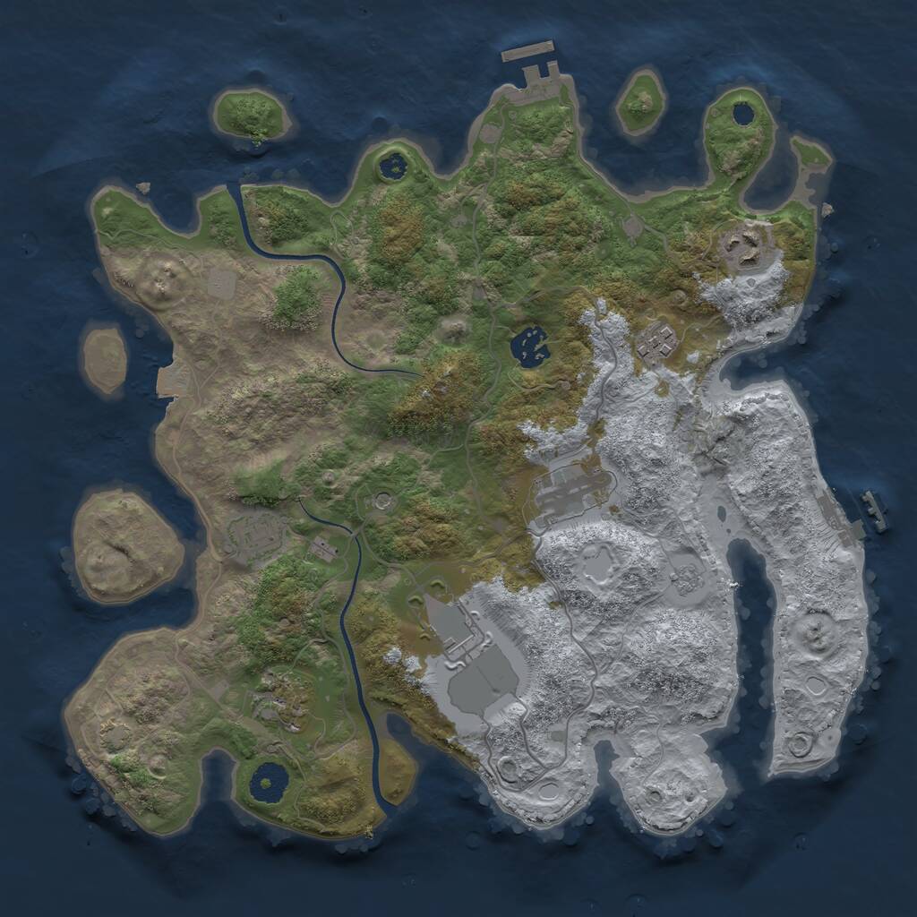 Rust Map: Procedural Map, Size: 3500, Seed: 868, 13 Monuments